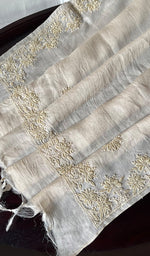Load image into Gallery viewer, Women's Lakhnavi Handcrafted Munga Silk Chikankari Dupatta - HONC0180051