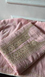 Load image into Gallery viewer, Women's Lakhnavi Handcrafted Mul Chanderi Unstitched Chikankari Full Suit - HONC0349095