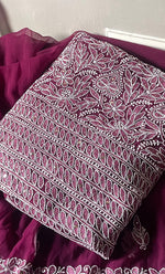 Load image into Gallery viewer, Women's Lucknowi Handcrafted Faux-Georgette Chikankari Suit Material - HONC03263374