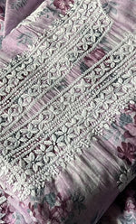 将图像加载到图库查看器中, Women's Lakhnavi Handcrafted Cotton Chikankari Unstitched Kurta And Kurta Dupatta Set - HONC0312699