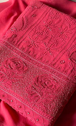 将图像加载到图库查看器中, Women's Lakhnavi Handcrafted Viscose Georgette Chikankari Full Suit Material - HONC0299910