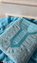 Load image into Gallery viewer, Women's Lakhnavi Handcrafted Cotton Unstitched Chikankari Suit Material - HONC0367378