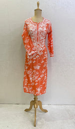 Load image into Gallery viewer, Women's Lucknowi Handcrafted Cotton Chikankari Kurti- HONC0147433