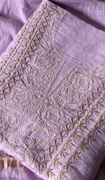 Load image into Gallery viewer, Women's Lakhnavi Handcrafted Chanderi Silk Unstitched Chikankari Full Suit - HONC0369255
