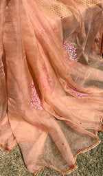 将图像加载到图库查看器中, Women's Lucknowi Handcrafted Pure Organza Silk Chikankari SAREE - HONC0269063