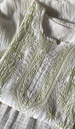 将图像加载到图库查看器中, Women's Lakhnavi Handcrafted Mul Chanderi Semi - Stitched Kurta And Dupatta Set - HONC0271139