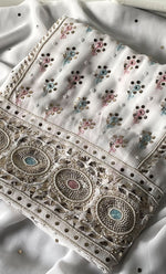 Load image into Gallery viewer, Women's Lucknowi Handcrafted Viscose Georgette Semi - Stitched Chikankari Kurta and Dupatta Set- HONC0328908