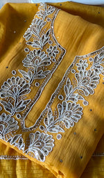 将图像加载到图库查看器中, Nyla Women's Lakhnavi Handcrafted Mul Chanderi Unstitched Chikankari Full Suit Material - HONC0353146