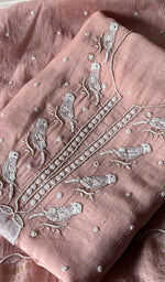 Load image into Gallery viewer, Chidiya Women's Lakhnavi Handcrafted Mul Chanderi Unstitched Kurta And Dupatta Set- HONC0354738