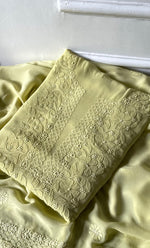 将图像加载到图库查看器中, Women's Lakhnavi Handcrafted Viscose Georgette Chikankari Full Suit Material - HONC0312590