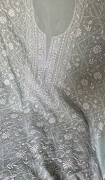 将图像加载到图库查看器中, Border and hem of the sage green pure maheshwari mul chanderi