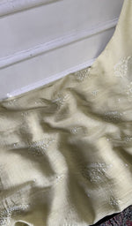 Load image into Gallery viewer, gala and front chikankari on pale yellow pure mul chanderi