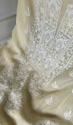 Load image into Gallery viewer, fine chikankari on ivory pure mul chanderi