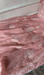 Load image into Gallery viewer, gala and front chikankari on pink pure mul chanderi
