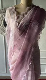 将图像加载到图库查看器中, Border and hem of the pink pure organza silk