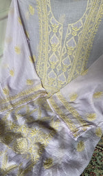 Load image into Gallery viewer, close view of the hand embroidery, ivory pure kota cotton