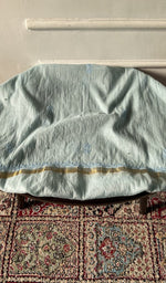 将图像加载到图库查看器中, Mint mul chanderi chikankari 3 pc unstitched suit set laid out