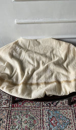 Load image into Gallery viewer, Pale cream mul chanderi chikankari 3 pc unstitched suit set laid out