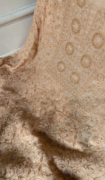 Load image into Gallery viewer, do taar and teen taar chikankari on peach pure mul chanderi