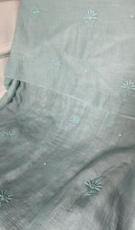 Load image into Gallery viewer, dupatta chikankari detail, aqua pure mul chanderi