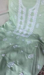 Load image into Gallery viewer, Border and hem of the mint green cotton