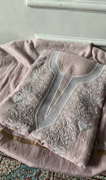 将图像加载到图库查看器中, Lilac pure mul chanderi kurta piece folded, fine chikankari in view