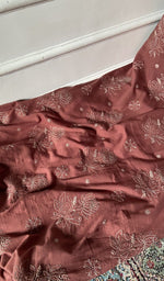 Load image into Gallery viewer, gala and front chikankari on rust pure mul cotton