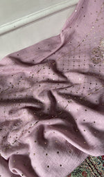 Load image into Gallery viewer, Lilac kurta piece laid out, work across the body