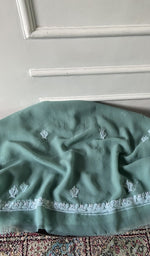 Load image into Gallery viewer, sea green faux georgette, full piece laid out
