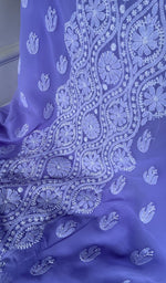Load image into Gallery viewer, fine chikankari on lavender faux georgette