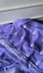 Load image into Gallery viewer, border and hem work on lavender faux georgette