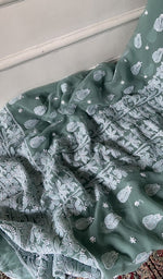 Load image into Gallery viewer, gala and front chikankari on sage green faux georgette