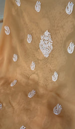 Load image into Gallery viewer, dupatta chikankari detail, peach faux georgette