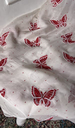 Load image into Gallery viewer, gala and front chikankari on white pure organza silk