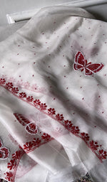Load image into Gallery viewer, border and hem work on white pure organza silk