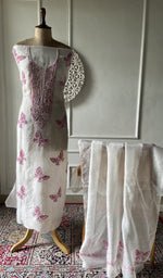 Load image into Gallery viewer, white pure organza silk chikankari 2 pc unstitched suit set on mannequin