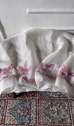 Load image into Gallery viewer, white pure organza silk, full piece laid out