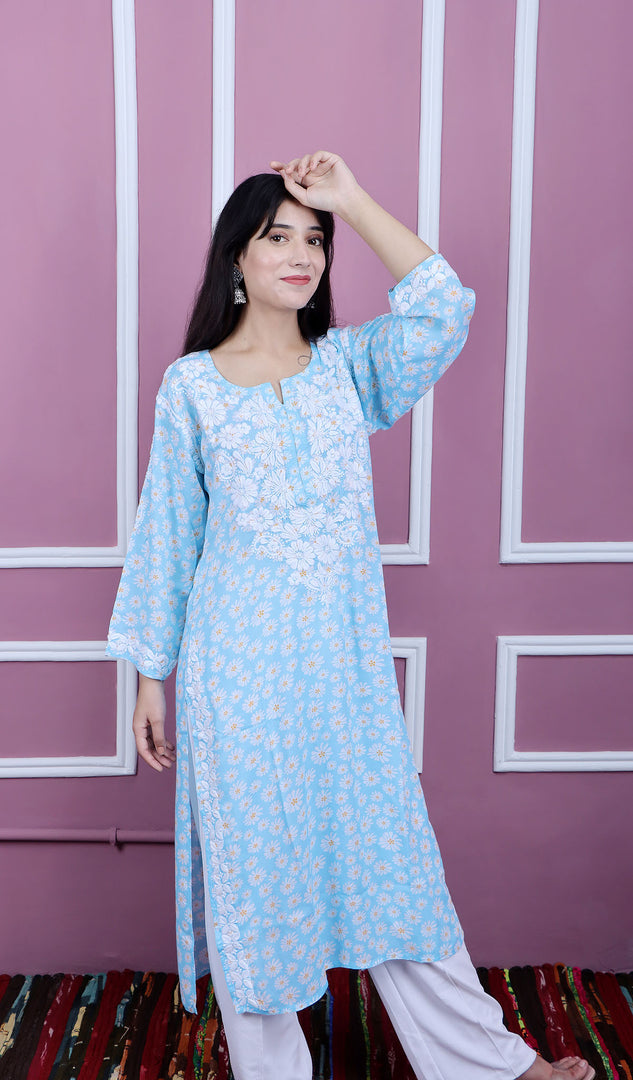 Soni Women's Lucknowi Handcrafted Modal Cotton Chikankari Kurti - HONC0166558