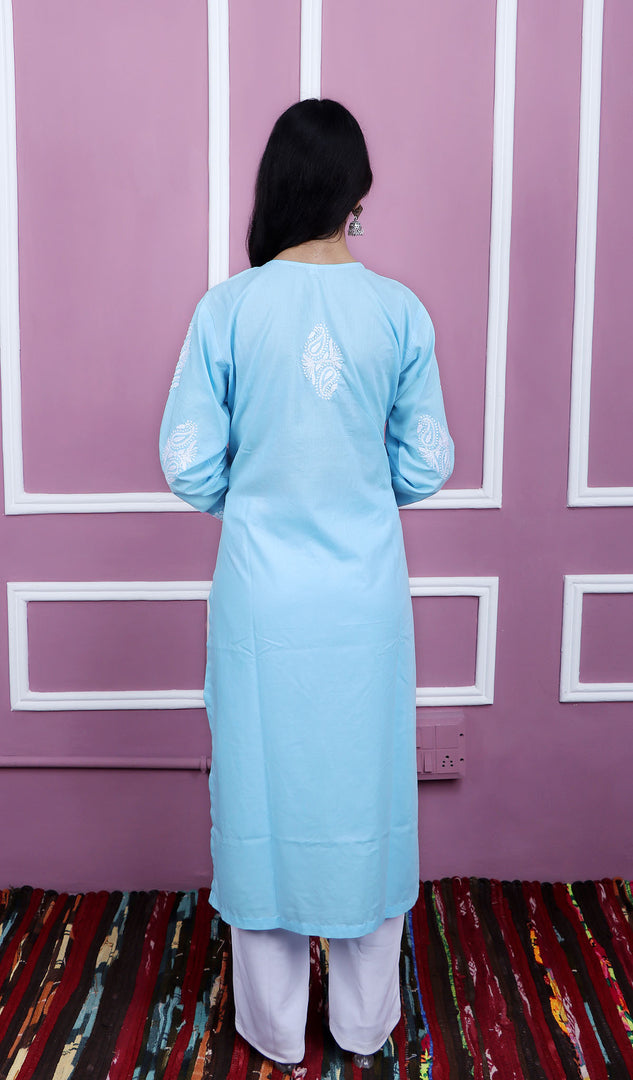 Zoha Women's Lucknowi Handcrafted Cotton Chikankari Kurti - HONC0133782