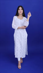 Load image into Gallery viewer, Women's Lucknowi Handcrafted Cotton Chikankari Kurti -  HONC0188640