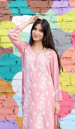 将图像加载到图库查看器中, Anum Women's Lucknowi Handcrafted Modal Cotton Chikankari Kurti - HONC0160327