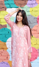 Load image into Gallery viewer, Anum Women&#39;s Lucknowi Handcrafted Modal Cotton Chikankari Kurti - HONC0160327
