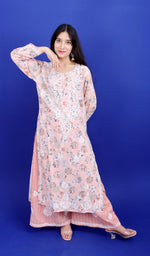 Load image into Gallery viewer, Women's Lakhnavi Handcrafted Cotton Chikankari Kurta And Palazzo Set - HONC0191175