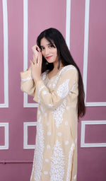 Load image into Gallery viewer, Safina Women's Lakhnavi Handcrafted Modal Cotton Chikankari Kurta And Palazzo Set - HONC0124073