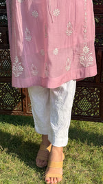 Load image into Gallery viewer, Women's Lucknowi Handcrafted Linen Cotton Chikankari Pant - HONC0244639