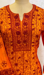 Load image into Gallery viewer, Women's Lakhnavi Handcrafted Silk Chikankari Top - NC10456