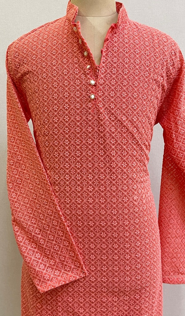 Men's Faux-Georgette Hakoba Kurta - HONC02618220