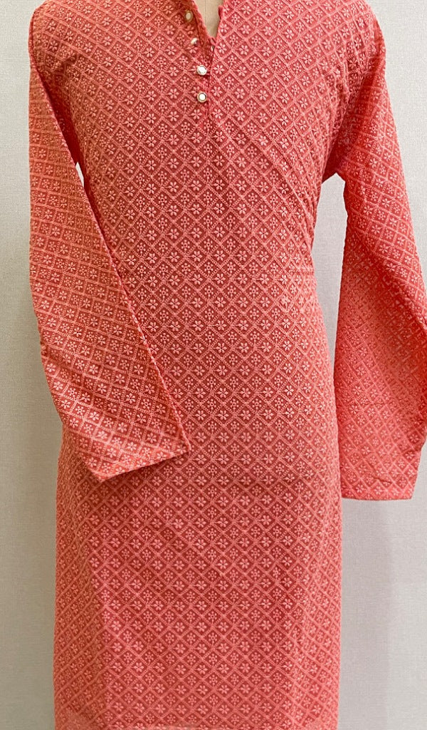 Men's Faux-Georgette Hakoba Kurta - HONC02618220