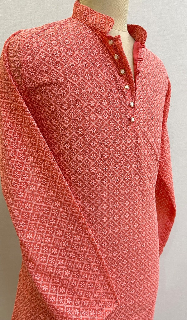 Men's Faux-Georgette Hakoba Kurta - HONC02618220