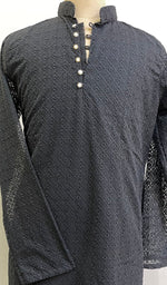 Load image into Gallery viewer, Men's Faux-Georgette Hakoba Kurta - HONC0261815